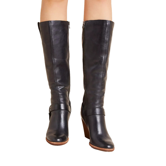 KORK EASE Lett Tall Black Leather Buckle Boots 8.5 M - Picture 2 of 6